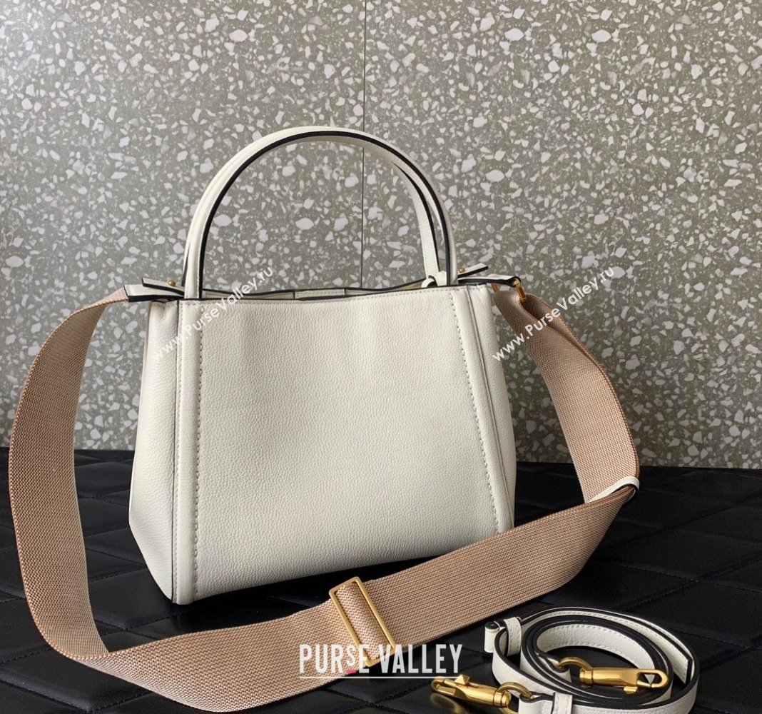 Valentino Alltime Medium Handbag in Grainy Calfskin White 2024 0288M (LN-240624028)