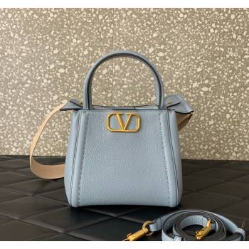 Valentino Alltime Small Handbag in Grainy Calfskin Light Blue 2024 0288S (LN-240624030)