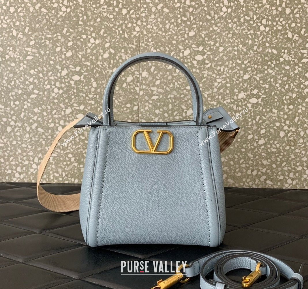 Valentino Alltime Small Handbag in Grainy Calfskin Light Blue 2024 0288S (LN-240624030)