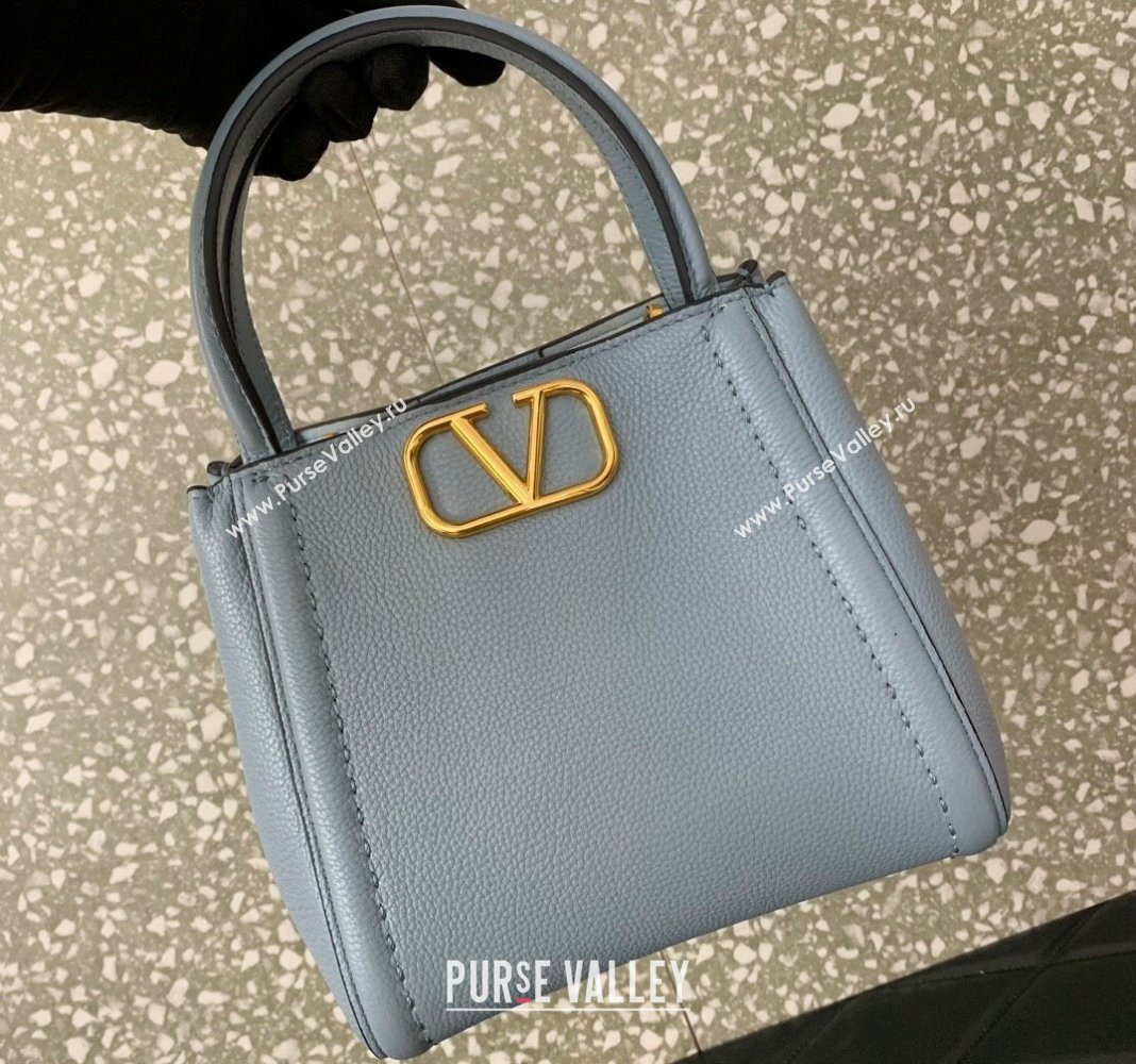 Valentino Alltime Small Handbag in Grainy Calfskin Light Blue 2024 0288S (LN-240624030)