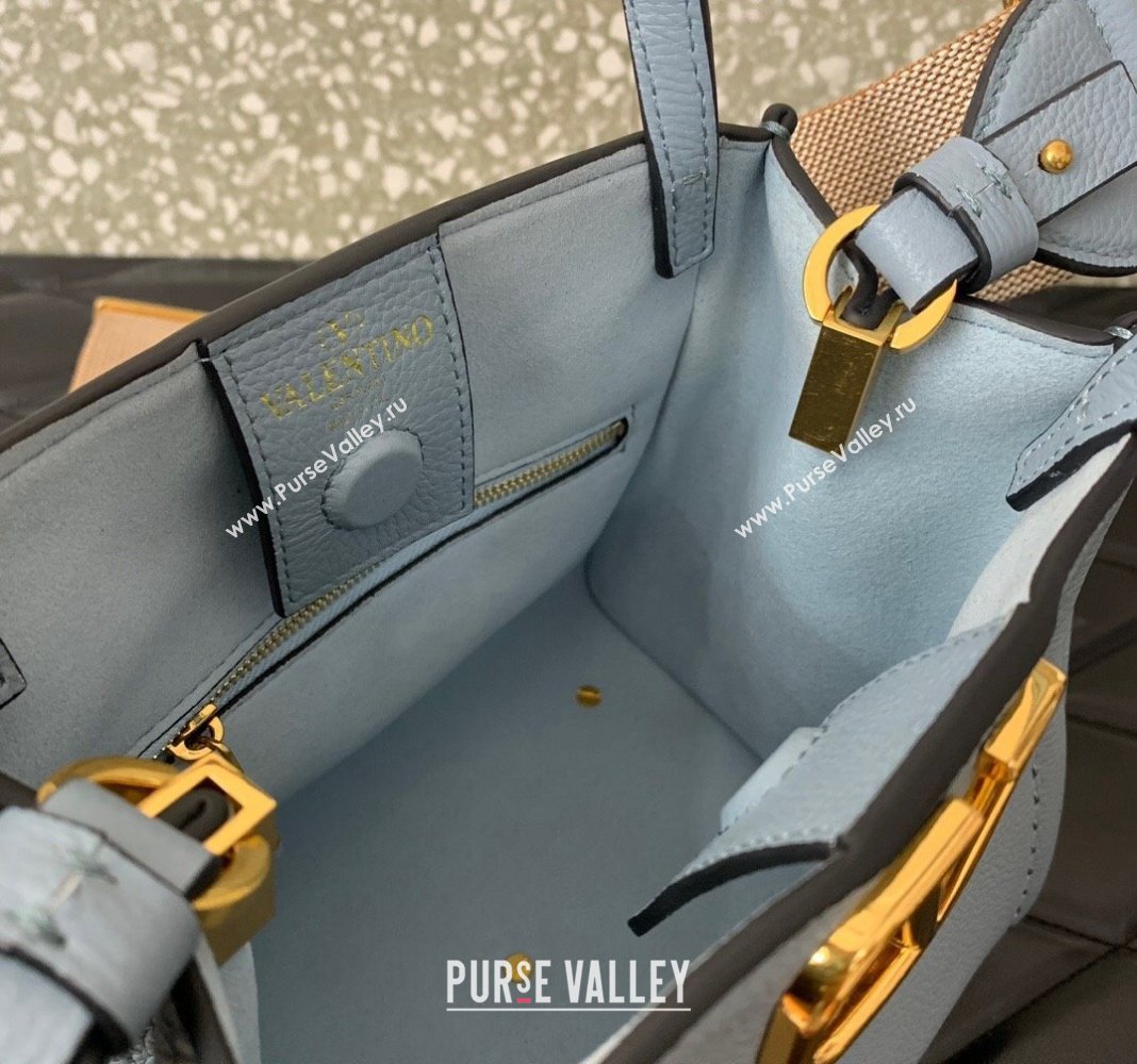 Valentino Alltime Small Handbag in Grainy Calfskin Light Blue 2024 0288S (LN-240624030)