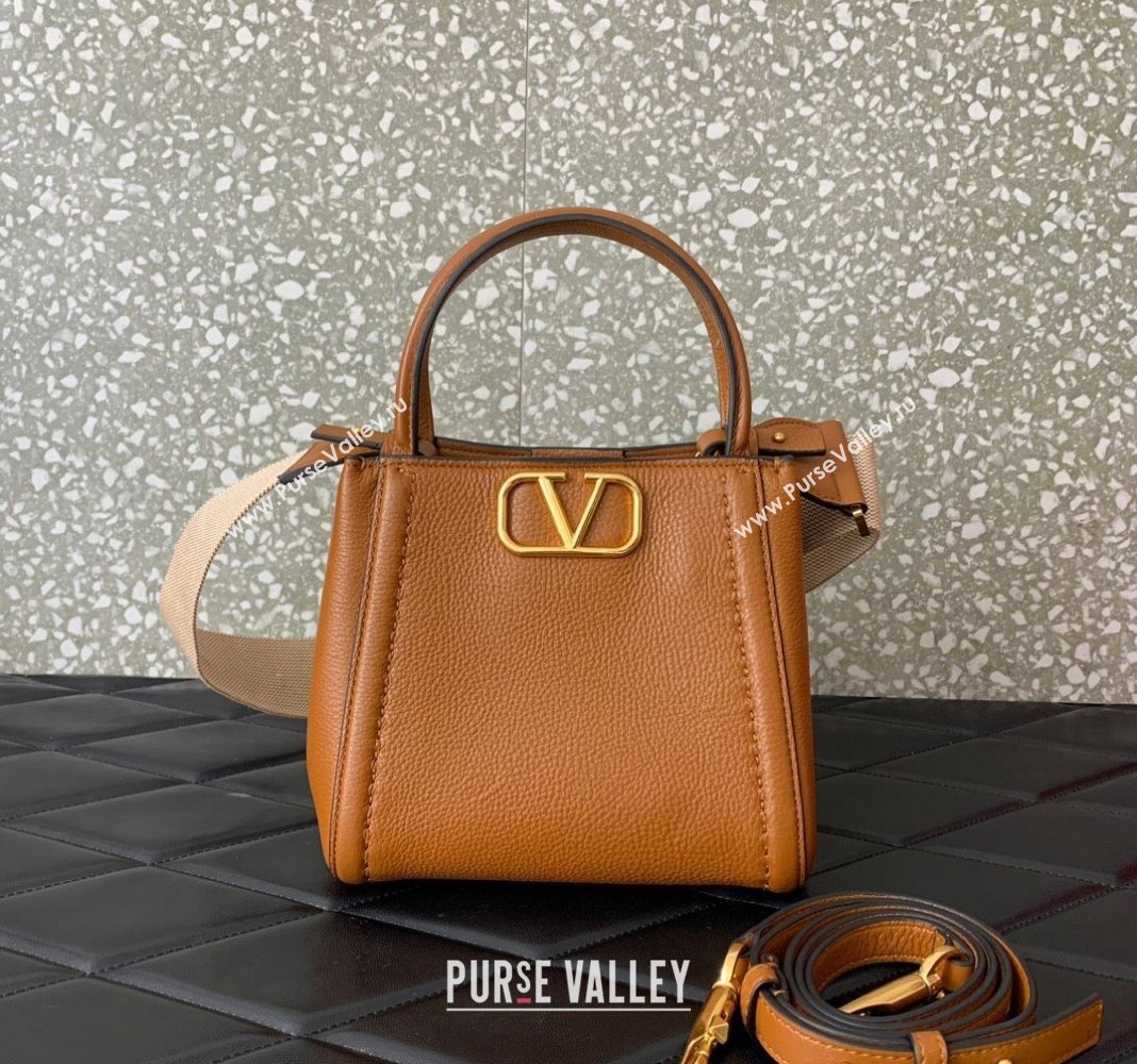 Valentino Alltime Small Handbag in Grainy Calfskin Brown 2024 0288S (LN-240624031)