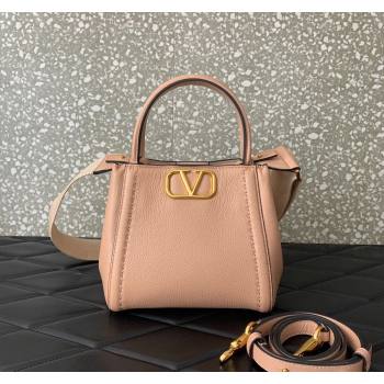 Valentino Alltime Small Handbag in Grainy Calfskin Light Pink 2024 0288S (LN-240624032)