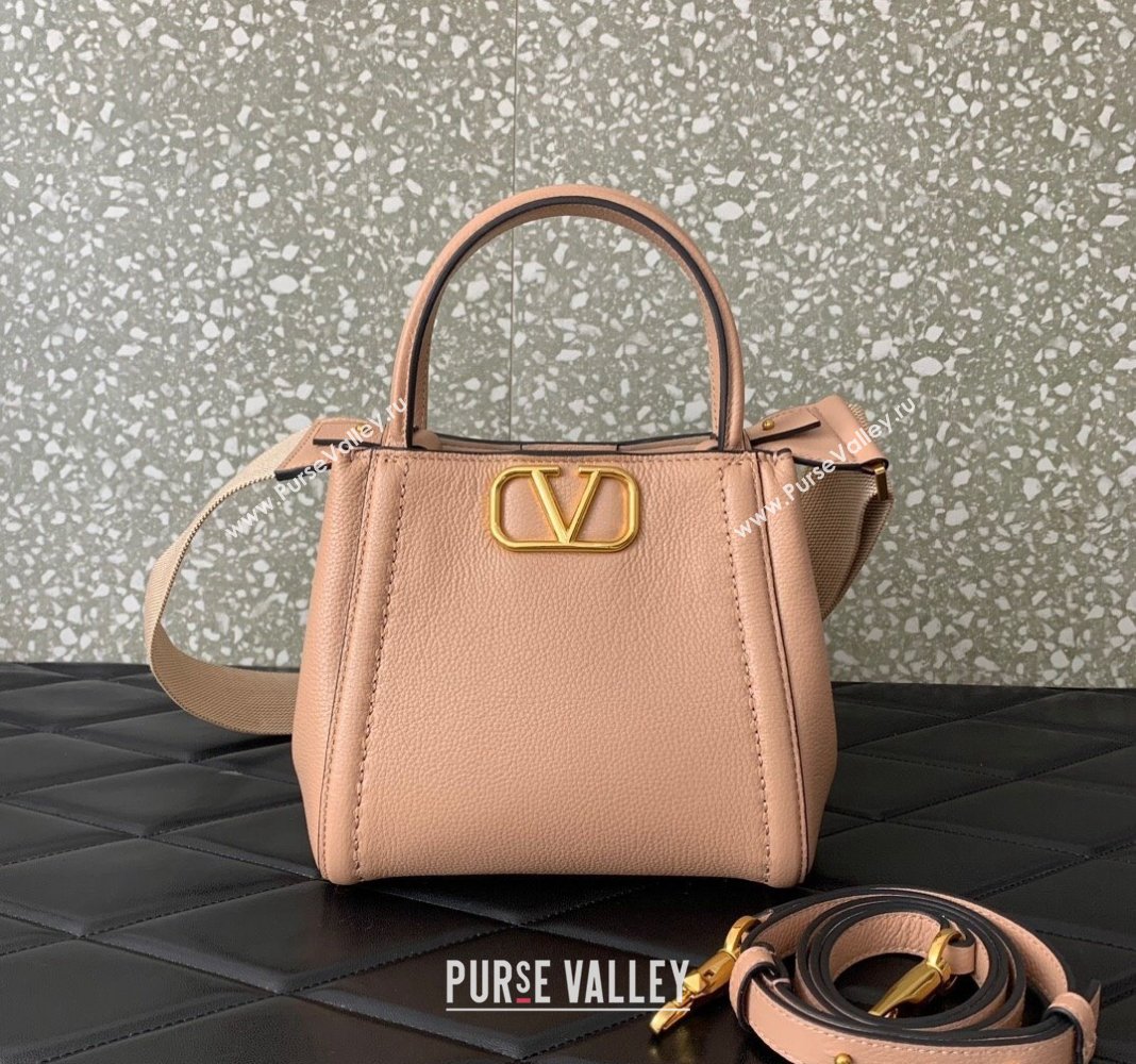 Valentino Alltime Small Handbag in Grainy Calfskin Light Pink 2024 0288S (LN-240624032)