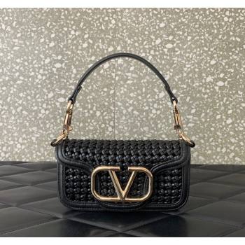 Valentino Loco Small Shoulder Bag in Woven Leather Black 2024 5041 (LN-240624002)