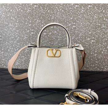 Valentino Alltime Small Handbag in Grainy Calfskin White 2024 0288S (LN-240624033)