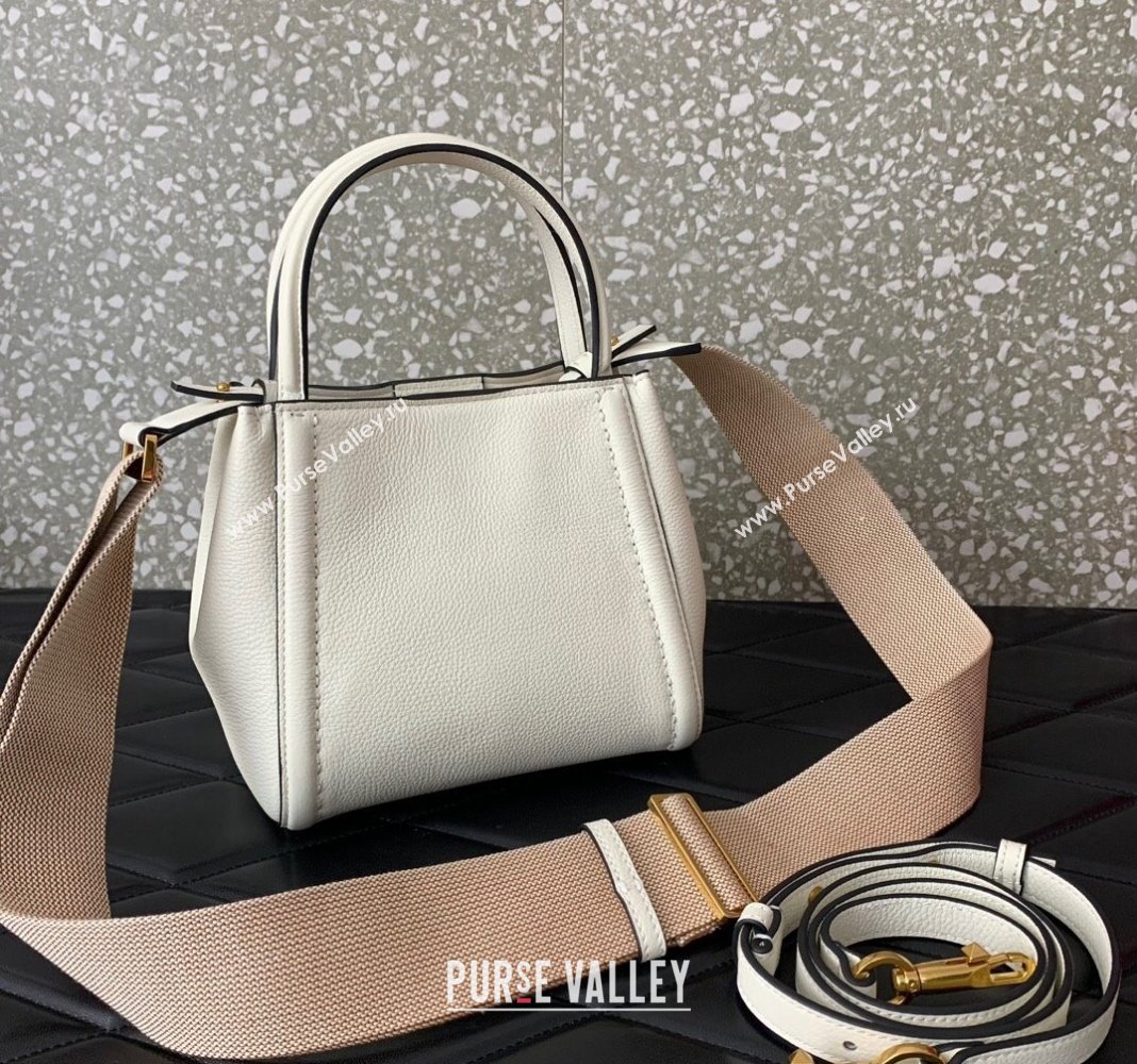 Valentino Alltime Small Handbag in Grainy Calfskin White 2024 0288S (LN-240624033)