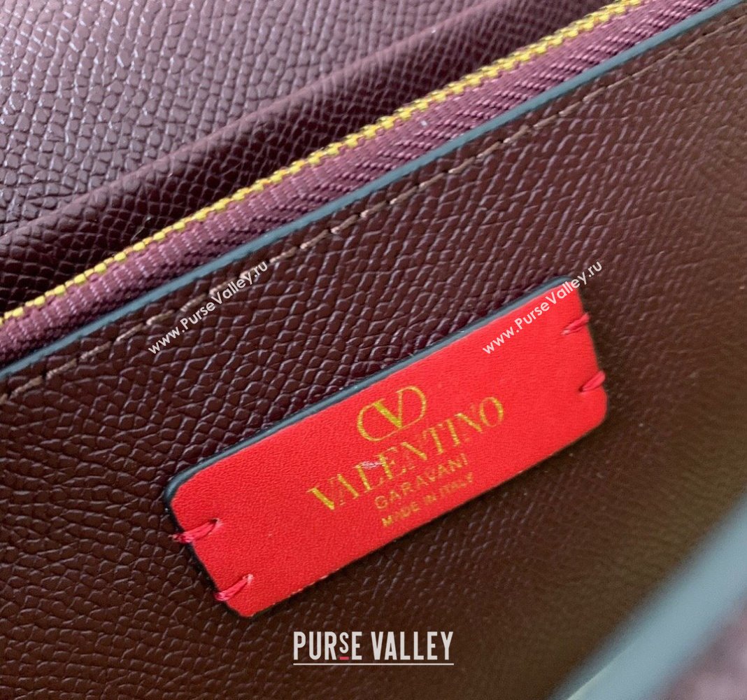 Valentino VLogo Grainy Calfskin Chain Clutch Burgundy 2024 VLTN061 (LN-240624037)