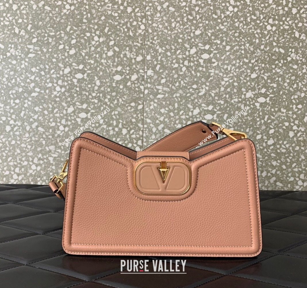 Valentino VLogo Signature Shoulder bag in Soft Grained Calfskin Rose Beige 2024 0119 (LN-240624011)