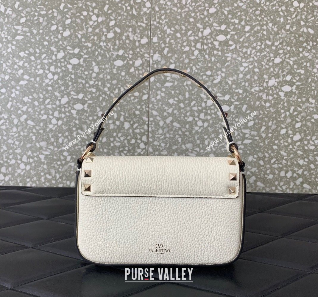 Valentino Rockstud Grainy Calfskin Pouch Mini Bag White 2024 VLTN077 (LN-240715008)