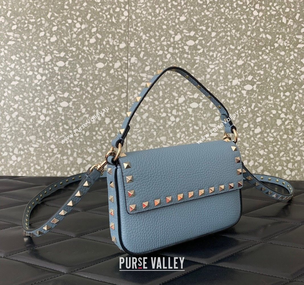 Valentino Rockstud Grainy Calfskin Pouch Mini Bag Blue 2024 VLTN077 (LN-240715009)