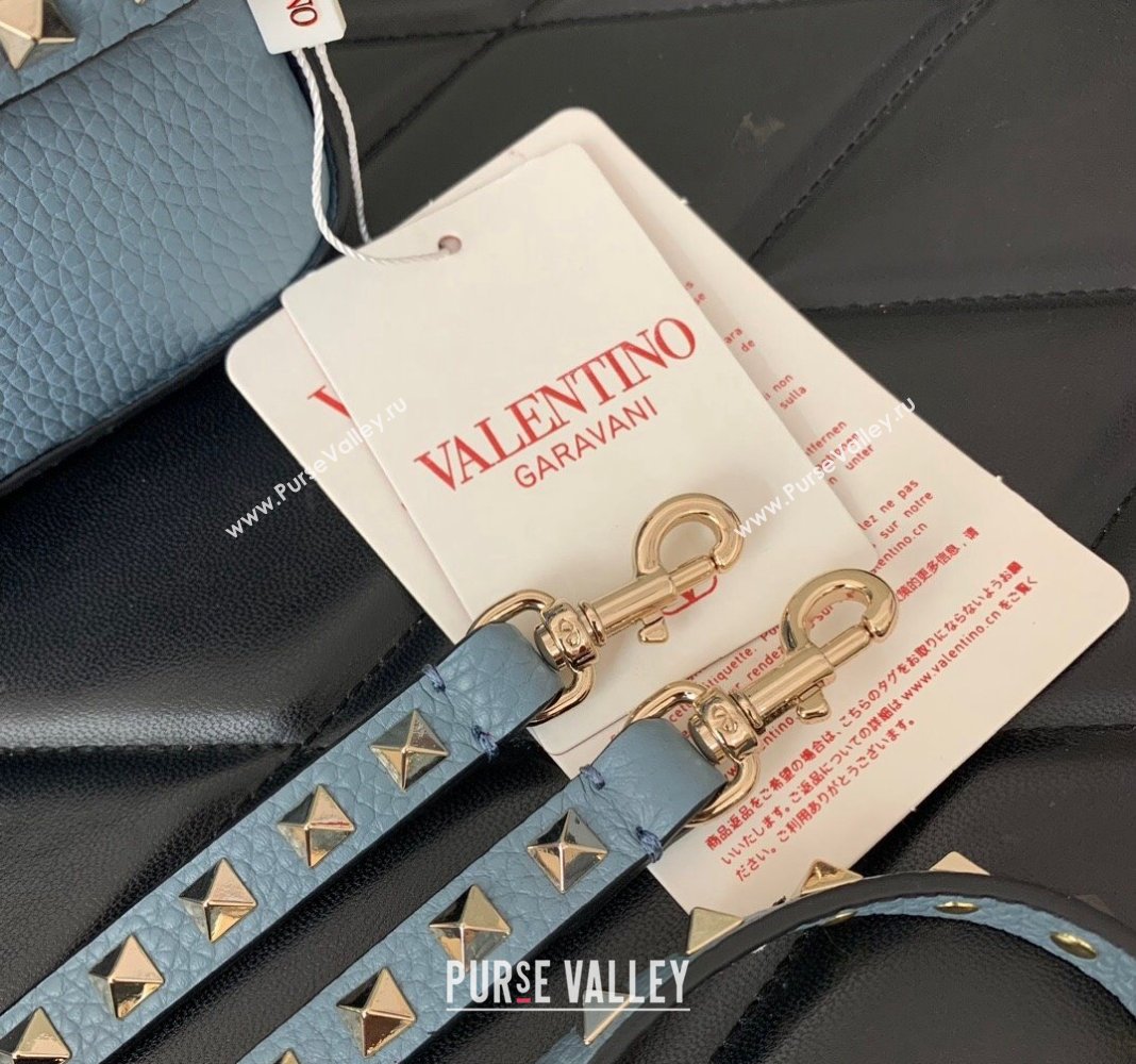 Valentino Rockstud Grainy Calfskin Pouch Mini Bag Blue 2024 VLTN077 (LN-240715009)