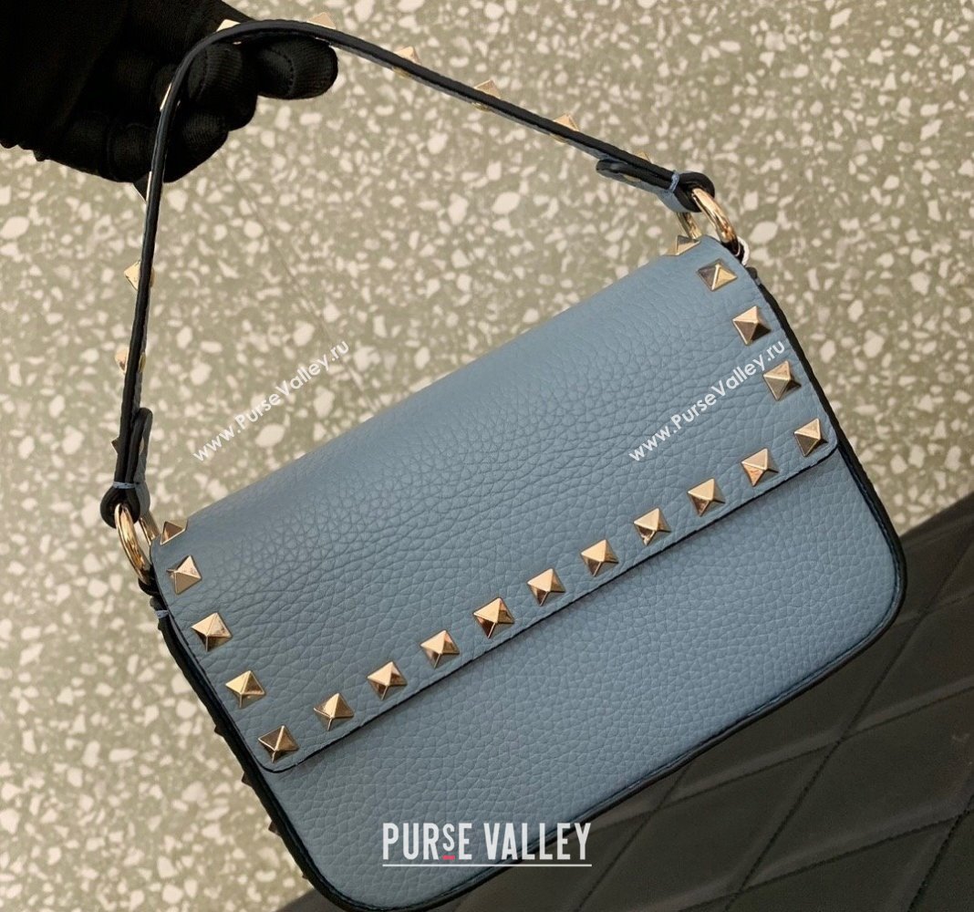 Valentino Rockstud Grainy Calfskin Pouch Mini Bag Blue 2024 VLTN077 (LN-240715009)