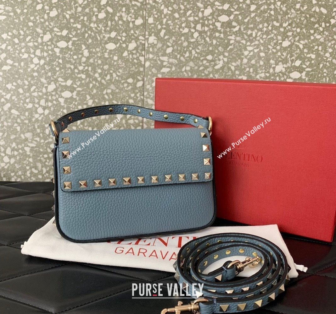 Valentino Rockstud Grainy Calfskin Pouch Mini Bag Blue 2024 VLTN077 (LN-240715009)