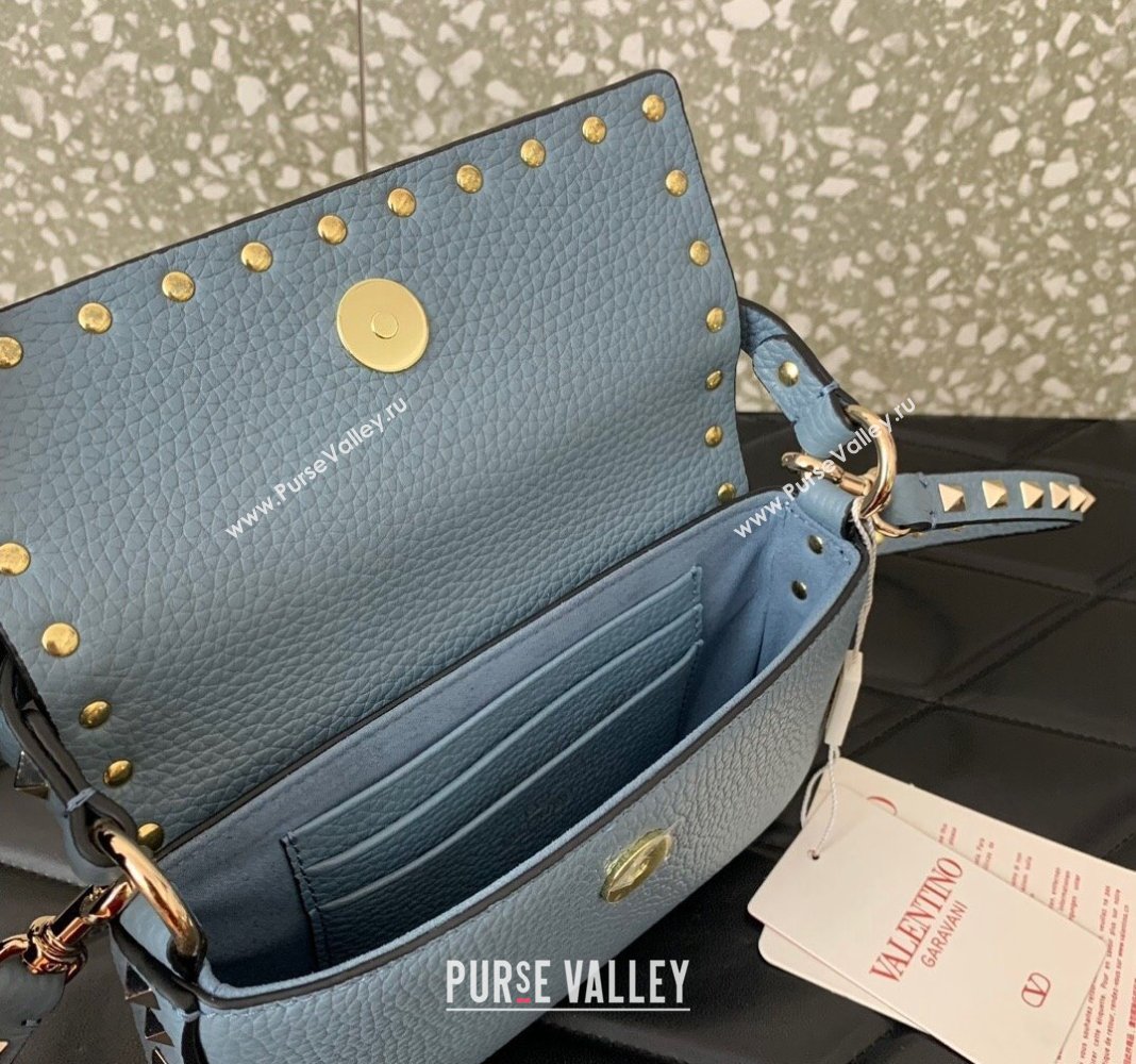 Valentino Rockstud Grainy Calfskin Pouch Mini Bag Blue 2024 VLTN077 (LN-240715009)