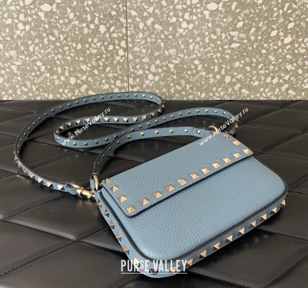 Valentino Rockstud Grainy Calfskin Pouch Mini Bag Blue 2024 VLTN077 (LN-240715009)