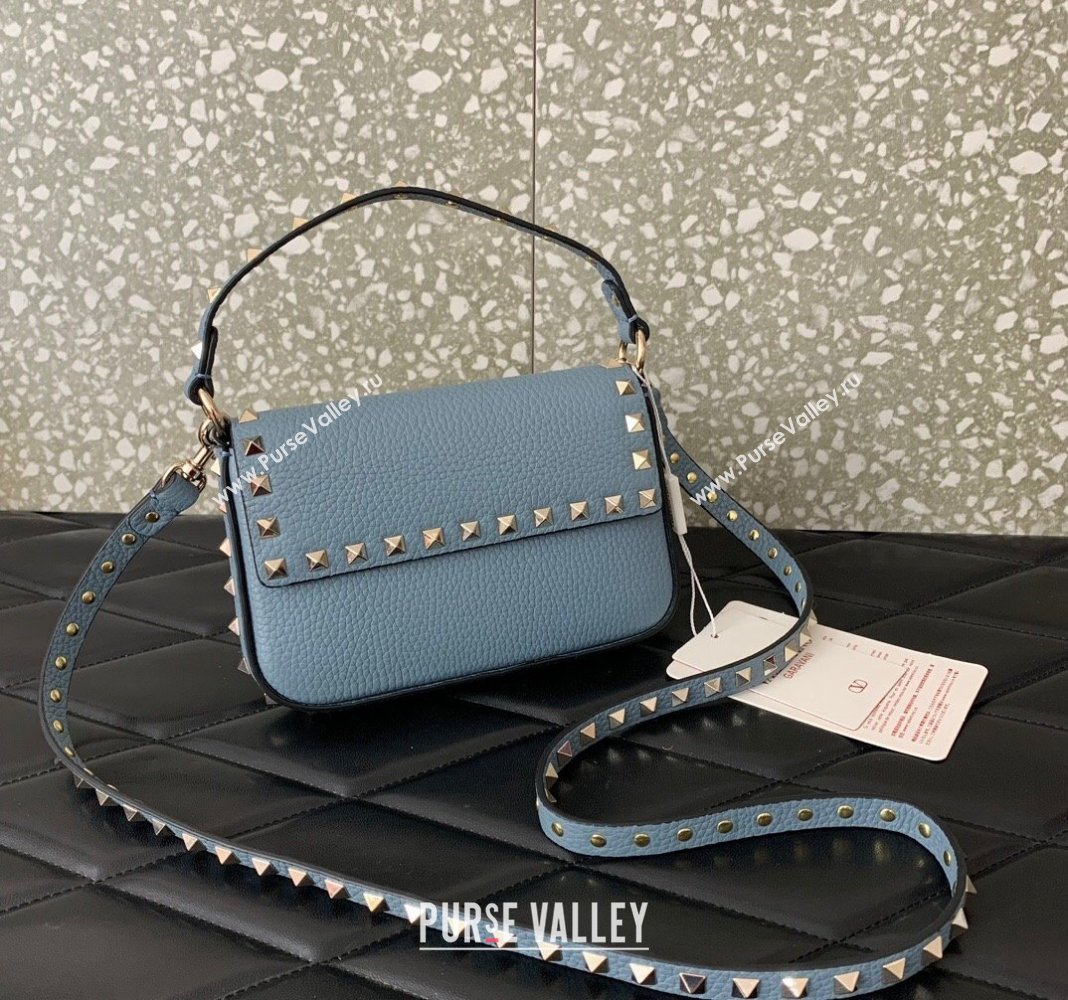 Valentino Rockstud Grainy Calfskin Pouch Mini Bag Blue 2024 VLTN077 (LN-240715009)