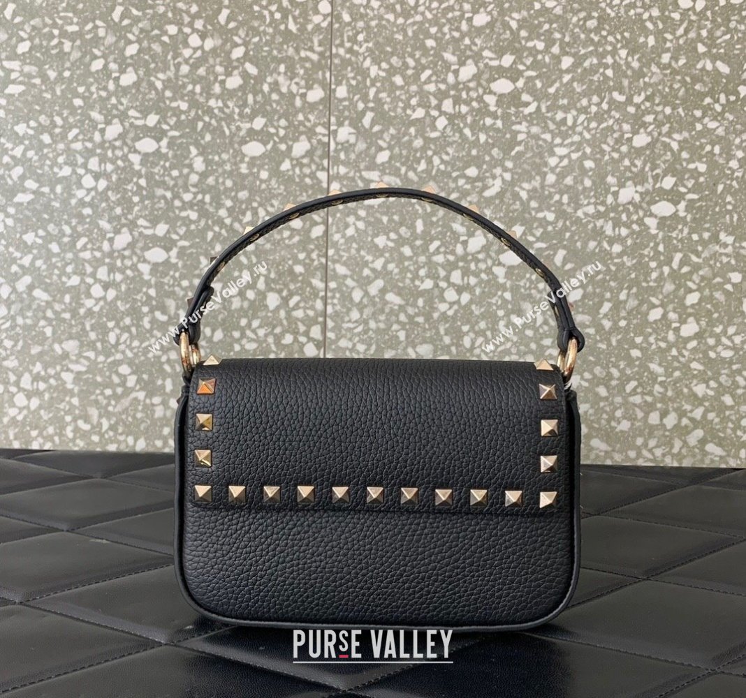 Valentino Rockstud Grainy Calfskin Pouch Mini Bag Black/Gold 2024 VLTN077 (LN-240715010)