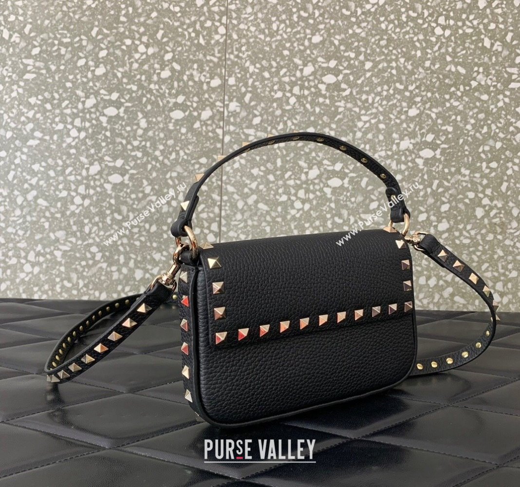 Valentino Rockstud Grainy Calfskin Pouch Mini Bag Black/Gold 2024 VLTN077 (LN-240715010)