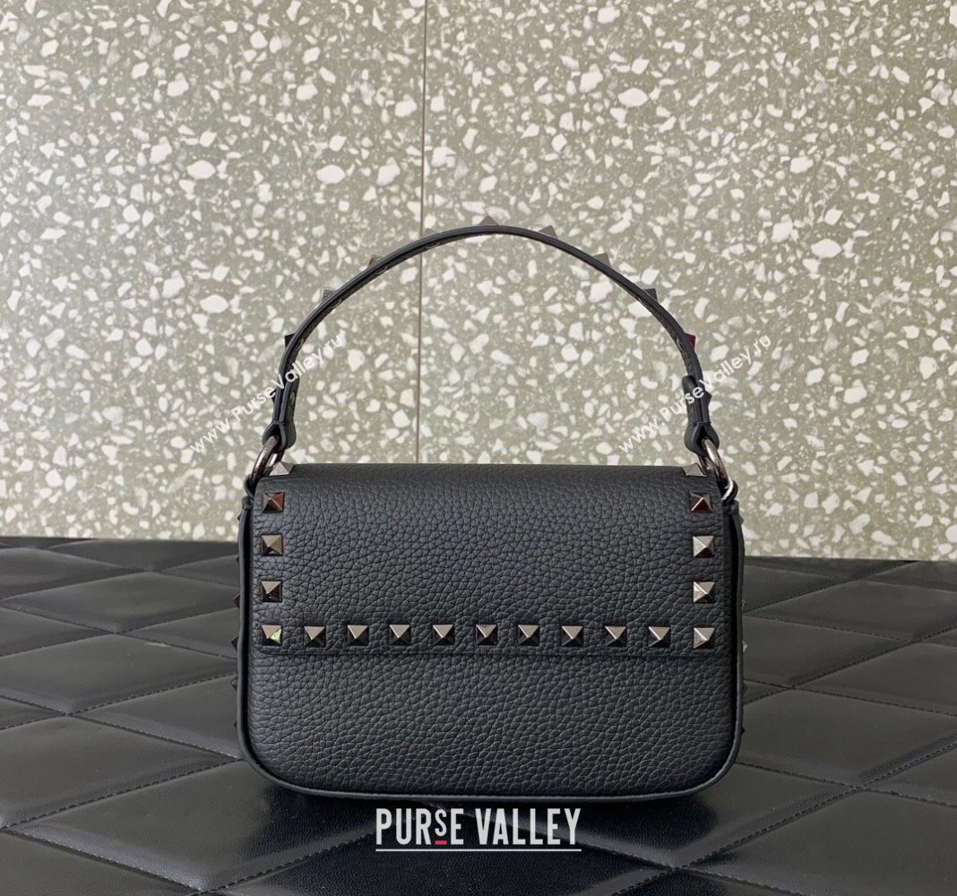 Valentino Rockstud Grainy Calfskin Pouch Mini Bag Black/Gunmetal 2024 VLTN077 (LN-240715011)