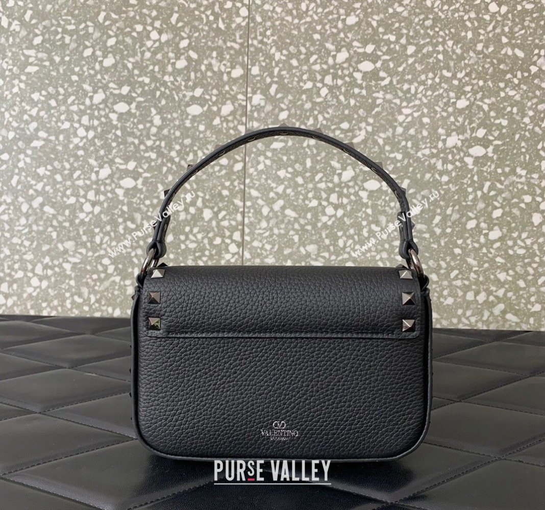 Valentino Rockstud Grainy Calfskin Pouch Mini Bag Black/Gunmetal 2024 VLTN077 (LN-240715011)