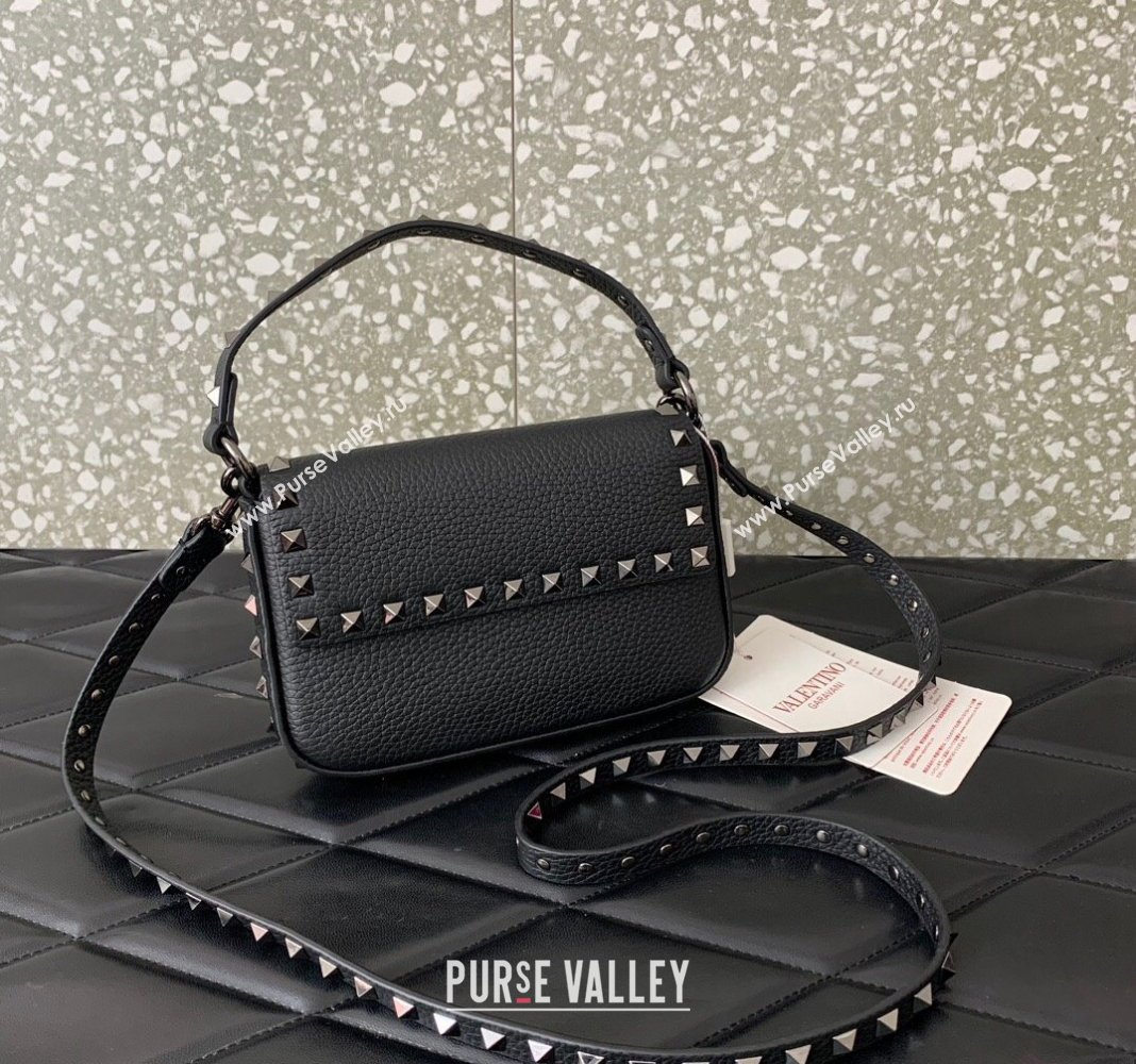 Valentino Rockstud Grainy Calfskin Pouch Mini Bag Black/Gunmetal 2024 VLTN077 (LN-240715011)