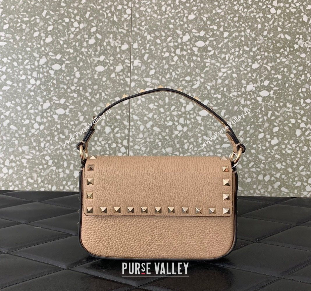 Valentino Rockstud Grainy Calfskin Pouch Mini Bag Beige 2024 VLTN077 (LN-240715006)