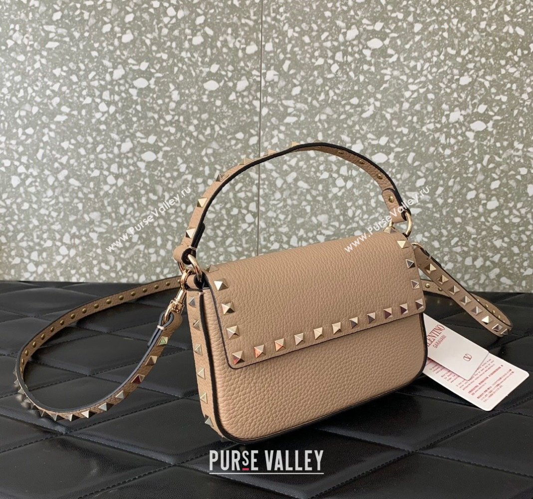 Valentino Rockstud Grainy Calfskin Pouch Mini Bag Beige 2024 VLTN077 (LN-240715006)