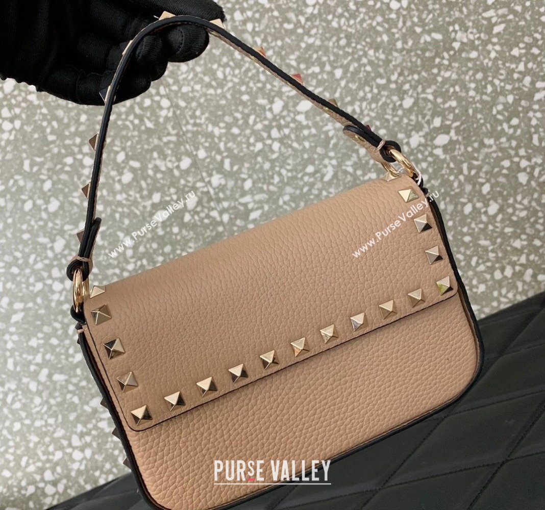 Valentino Rockstud Grainy Calfskin Pouch Mini Bag Beige 2024 VLTN077 (LN-240715006)