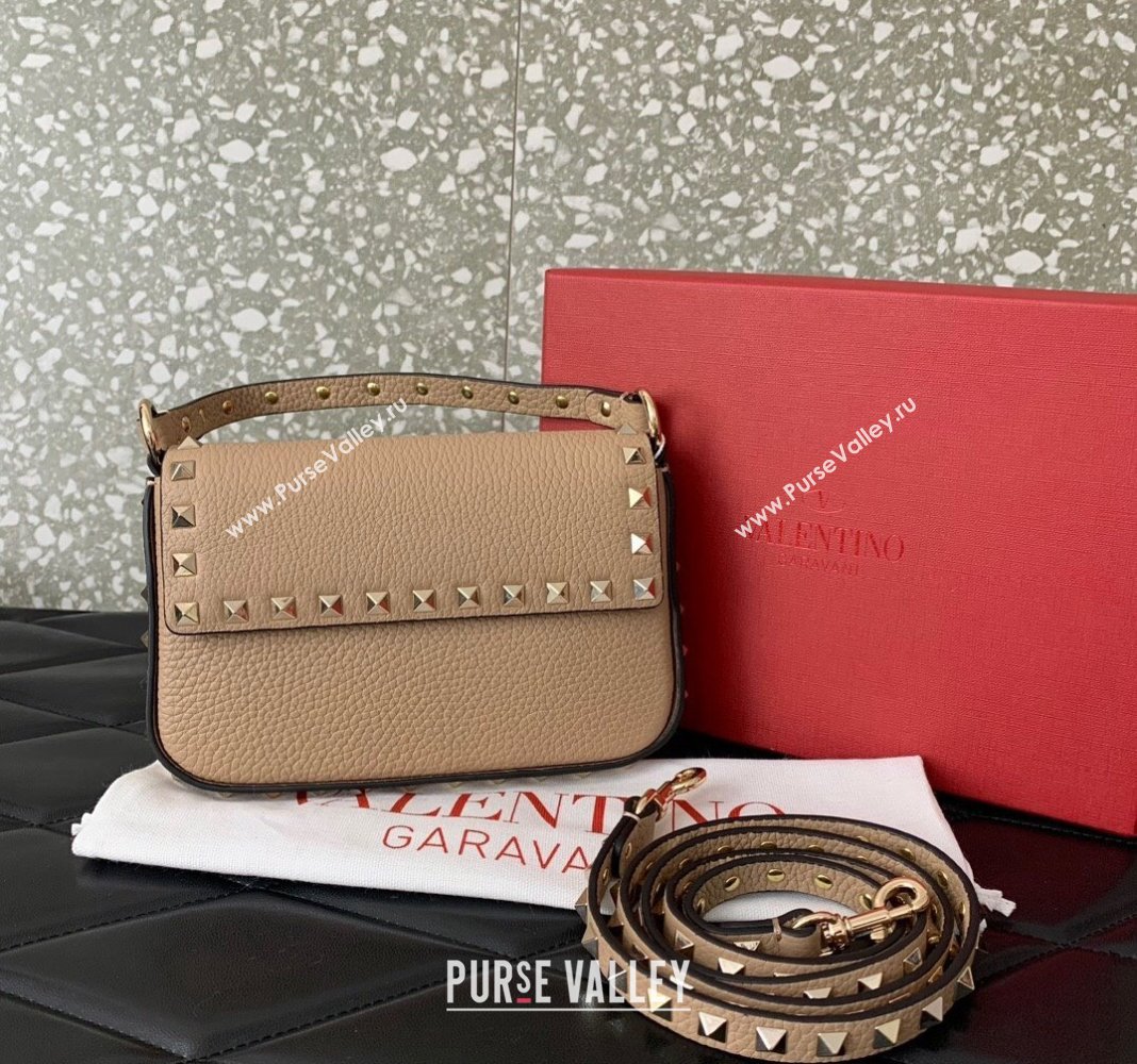 Valentino Rockstud Grainy Calfskin Pouch Mini Bag Beige 2024 VLTN077 (LN-240715006)