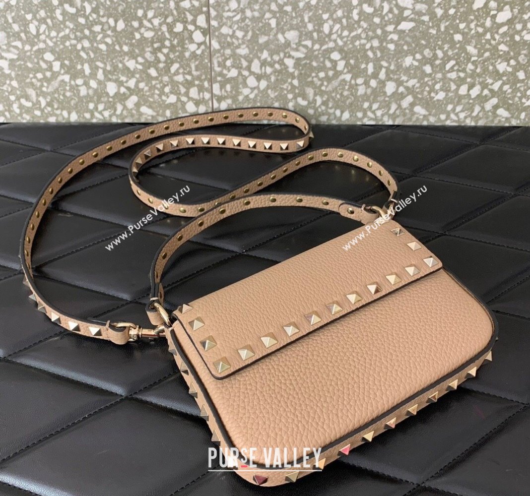 Valentino Rockstud Grainy Calfskin Pouch Mini Bag Beige 2024 VLTN077 (LN-240715006)