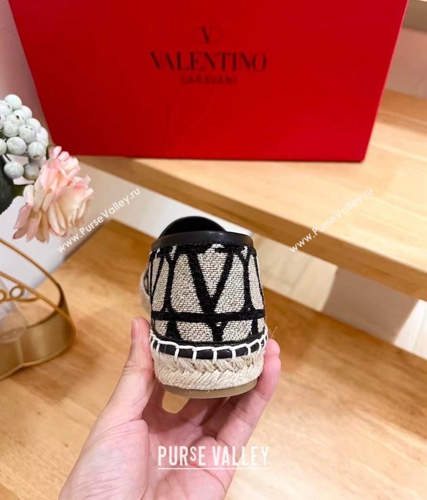 Valentino VLogo Espadrilles Flat in Raffia Straw Grey 2024 0725 (HB-240725016)