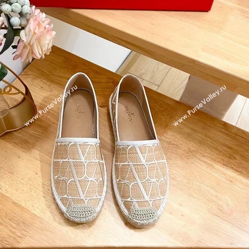 Valentino VLogo Espadrilles Flat in Raffia Straw Beige 2024 0725 (HB-240725017)