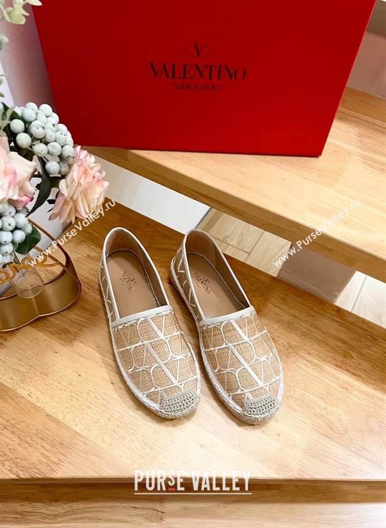 Valentino VLogo Espadrilles Flat in Raffia Straw Beige 2024 0725 (HB-240725017)