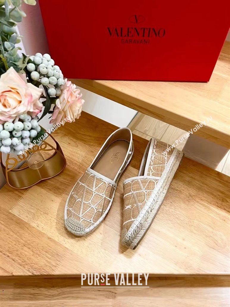 Valentino VLogo Espadrilles Flat in Raffia Straw Beige 2024 0725 (HB-240725017)