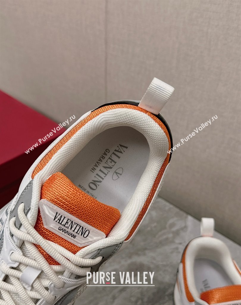 Valentino Mens VLogo Easyjog Low-top Sneakers in Calfskin and Fabric Grey/Orange 2024 0725 (KL-240725032)