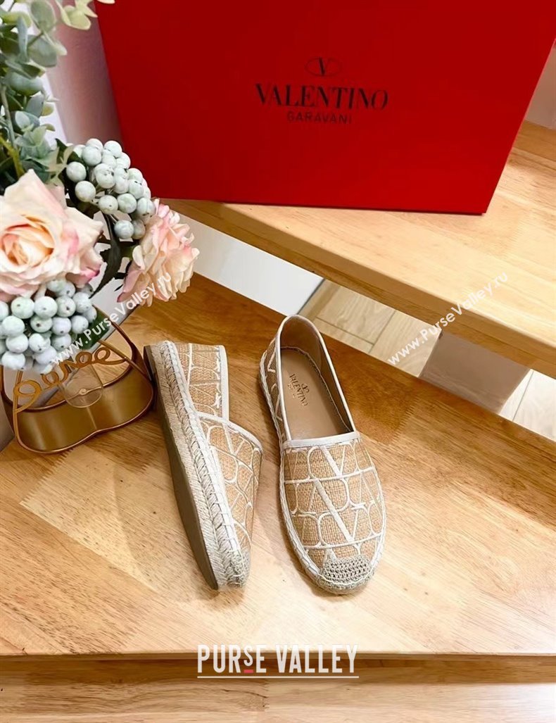 Valentino VLogo Espadrilles Flat in Raffia Straw Beige 2024 0725 (HB-240725017)