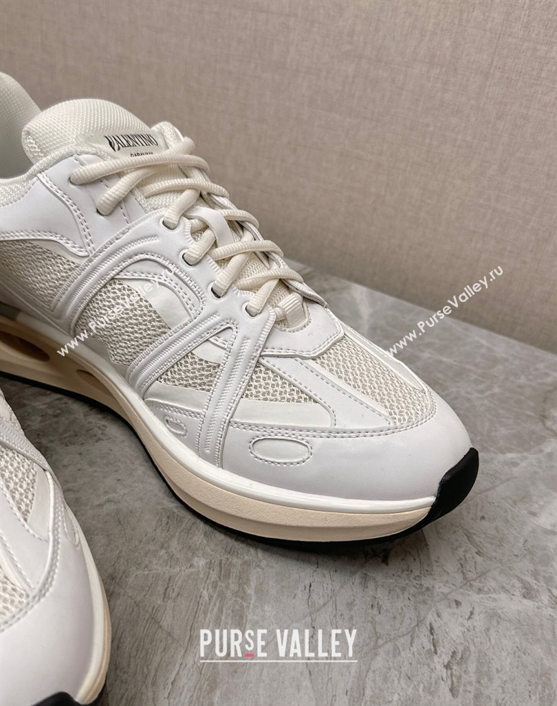 Valentino Mens VLogo Easyjog Low-top Sneakers in Calfskin and Fabric White 2 2024 0725 (KL-240725033)