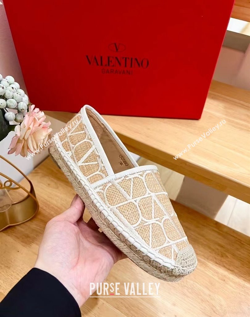 Valentino VLogo Espadrilles Flat in Raffia Straw Beige 2024 0725 (HB-240725017)