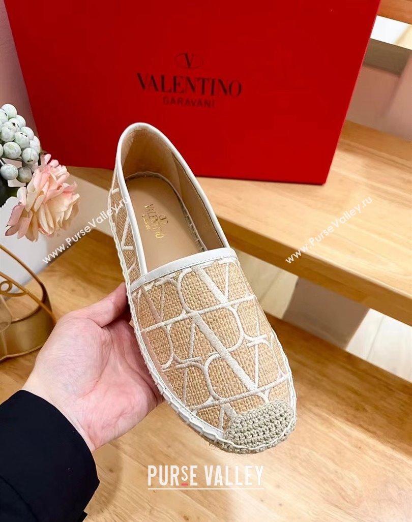 Valentino VLogo Espadrilles Flat in Raffia Straw Beige 2024 0725 (HB-240725017)