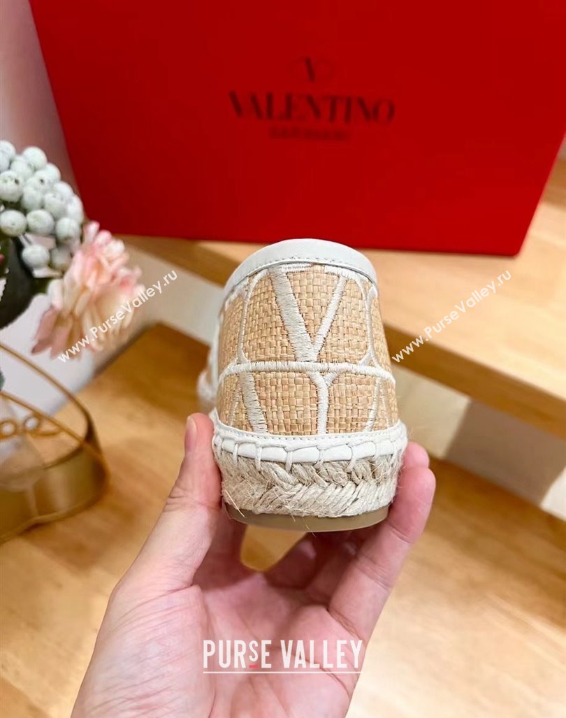 Valentino VLogo Espadrilles Flat in Raffia Straw Beige 2024 0725 (HB-240725017)