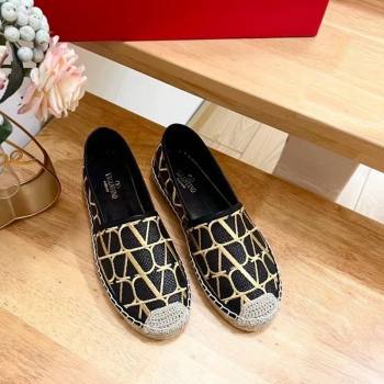 Valentino VLogo Espadrilles Flat in Raffia Straw Black 2024 0725 (HB-240725018)