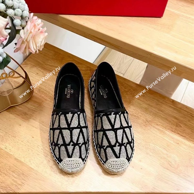 Valentino VLogo Espadrilles Flat in Raffia Straw Grey 2024 0725 (HB-240725016)