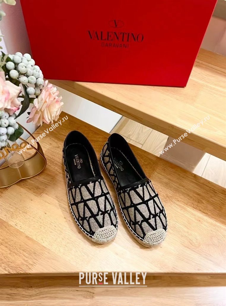 Valentino VLogo Espadrilles Flat in Raffia Straw Grey 2024 0725 (HB-240725016)