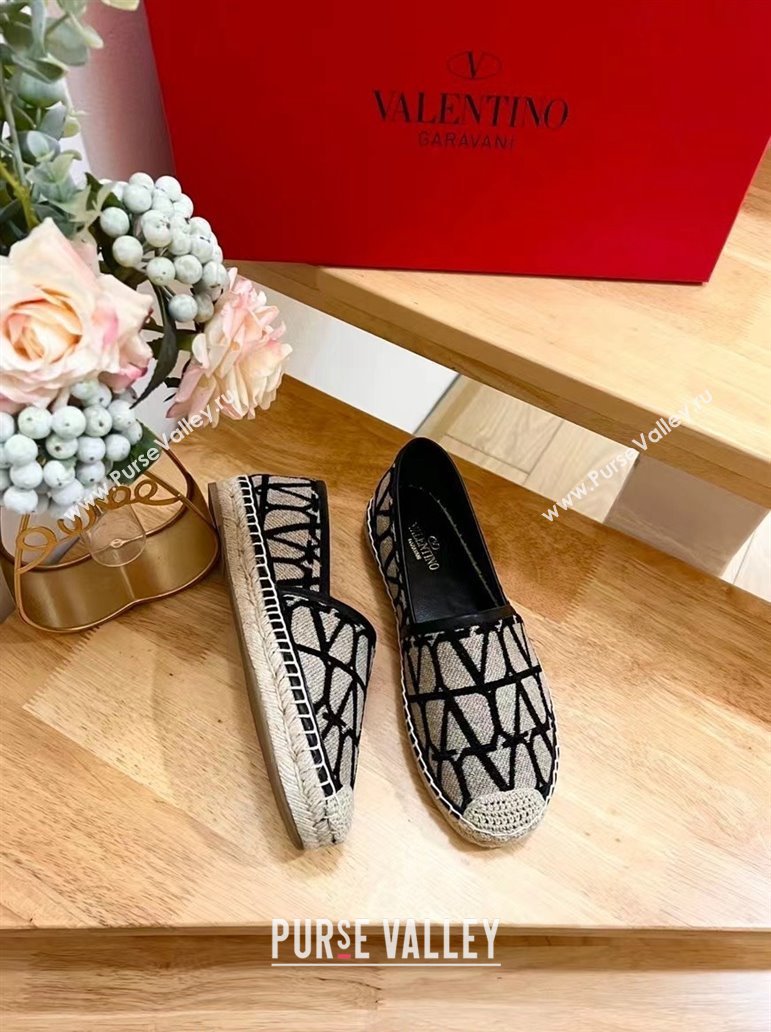 Valentino VLogo Espadrilles Flat in Raffia Straw Grey 2024 0725 (HB-240725016)