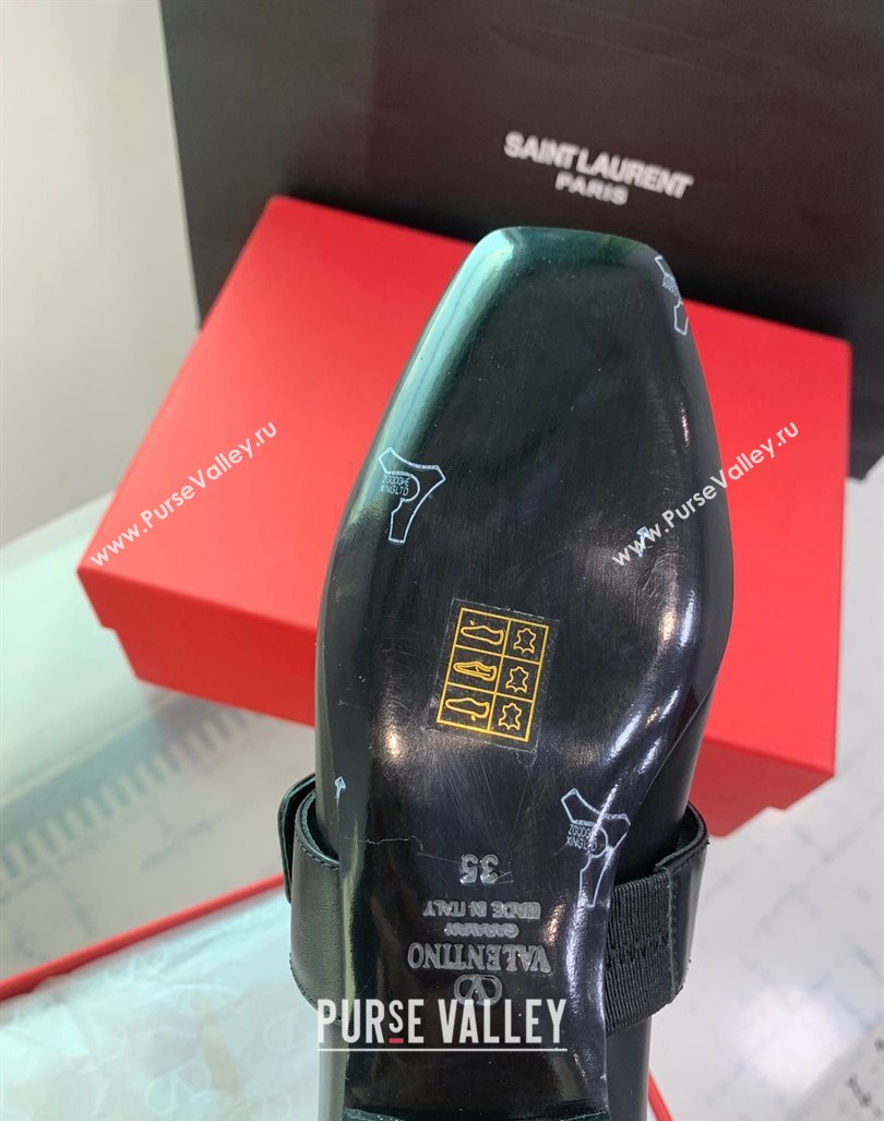 Valentino VLogo Locker Mary-Janes Calfskin Ballerinas Flat Black 2024 0725 (KER-240725023)