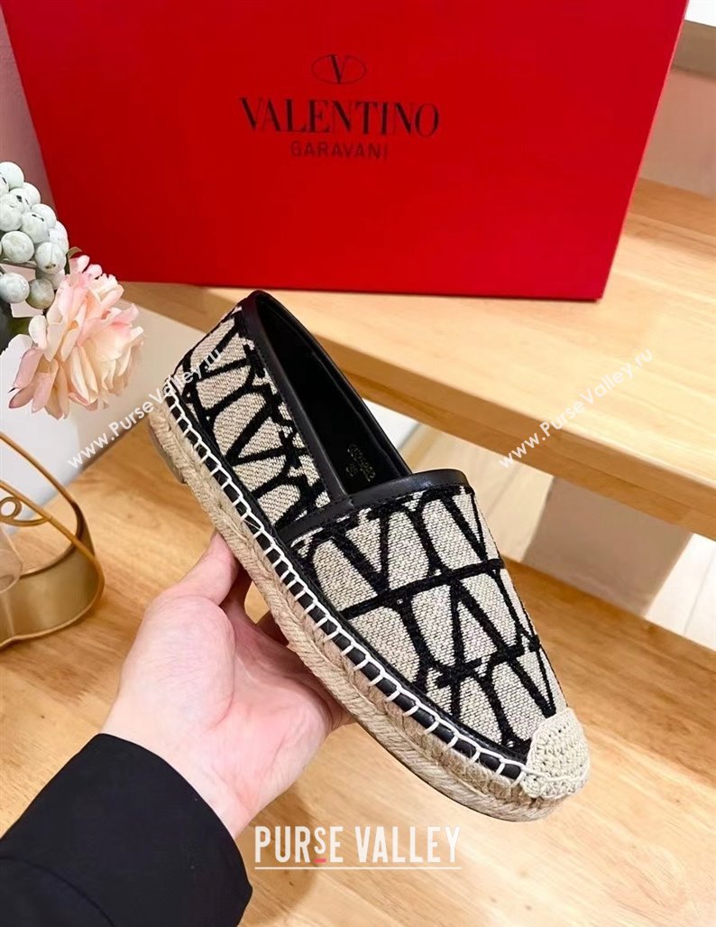 Valentino VLogo Espadrilles Flat in Raffia Straw Grey 2024 0725 (HB-240725016)