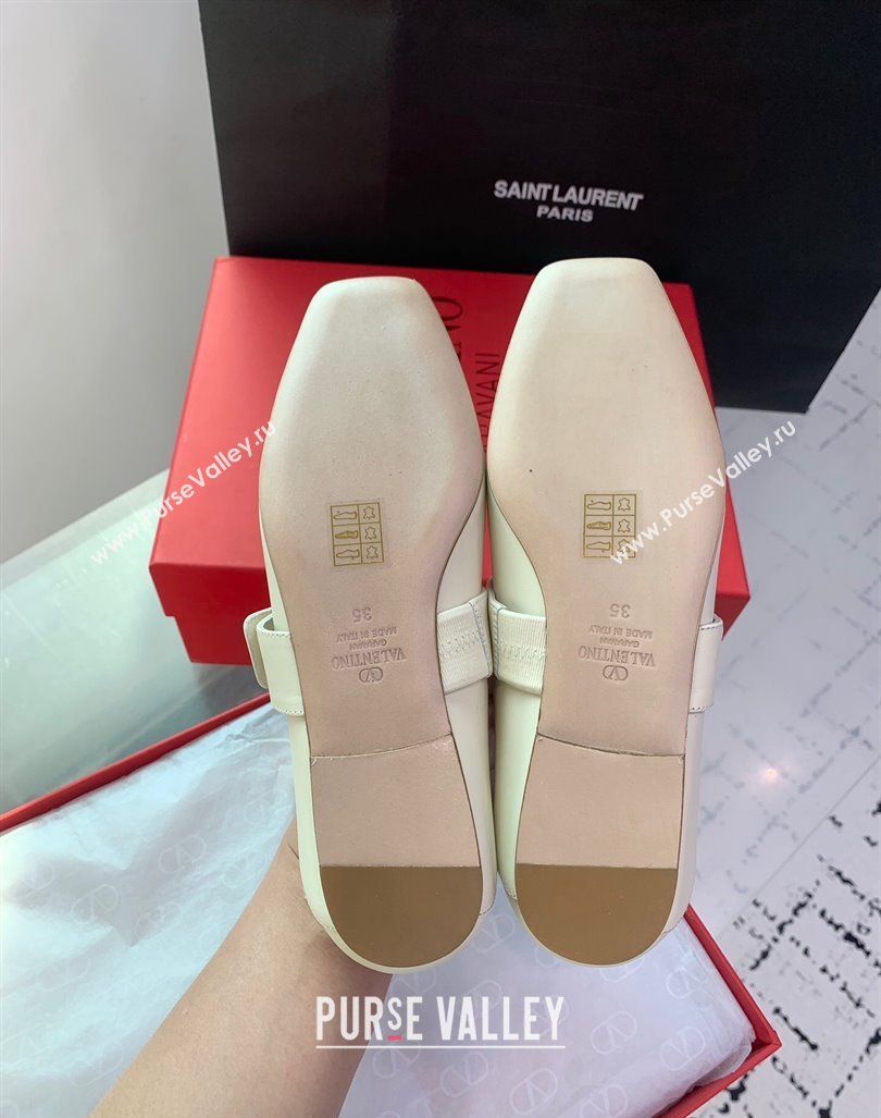 Valentino VLogo Locker Mary-Janes Calfskin Ballerinas Flat White 2024 0725 (KER-240725024)