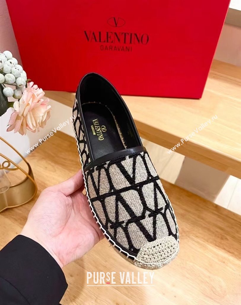 Valentino VLogo Espadrilles Flat in Raffia Straw Grey 2024 0725 (HB-240725016)