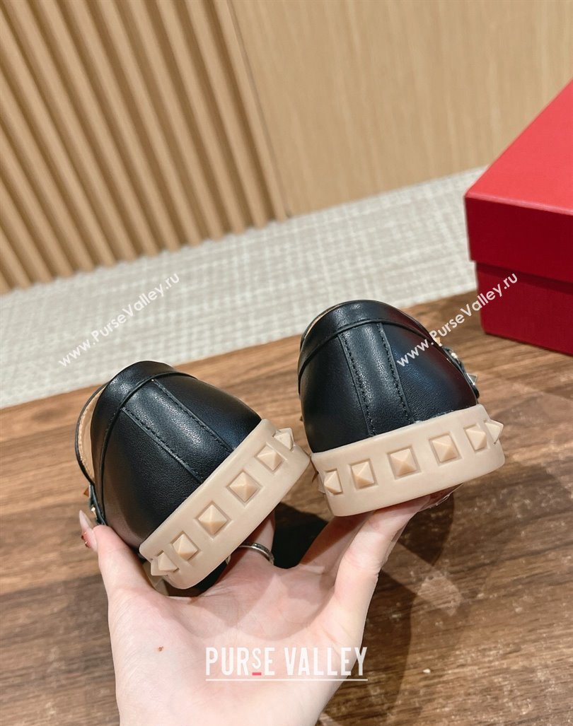 Valentino Leisure Flows Rockstud Loafers in Leather Black 2024 0812 (KL-240812135)